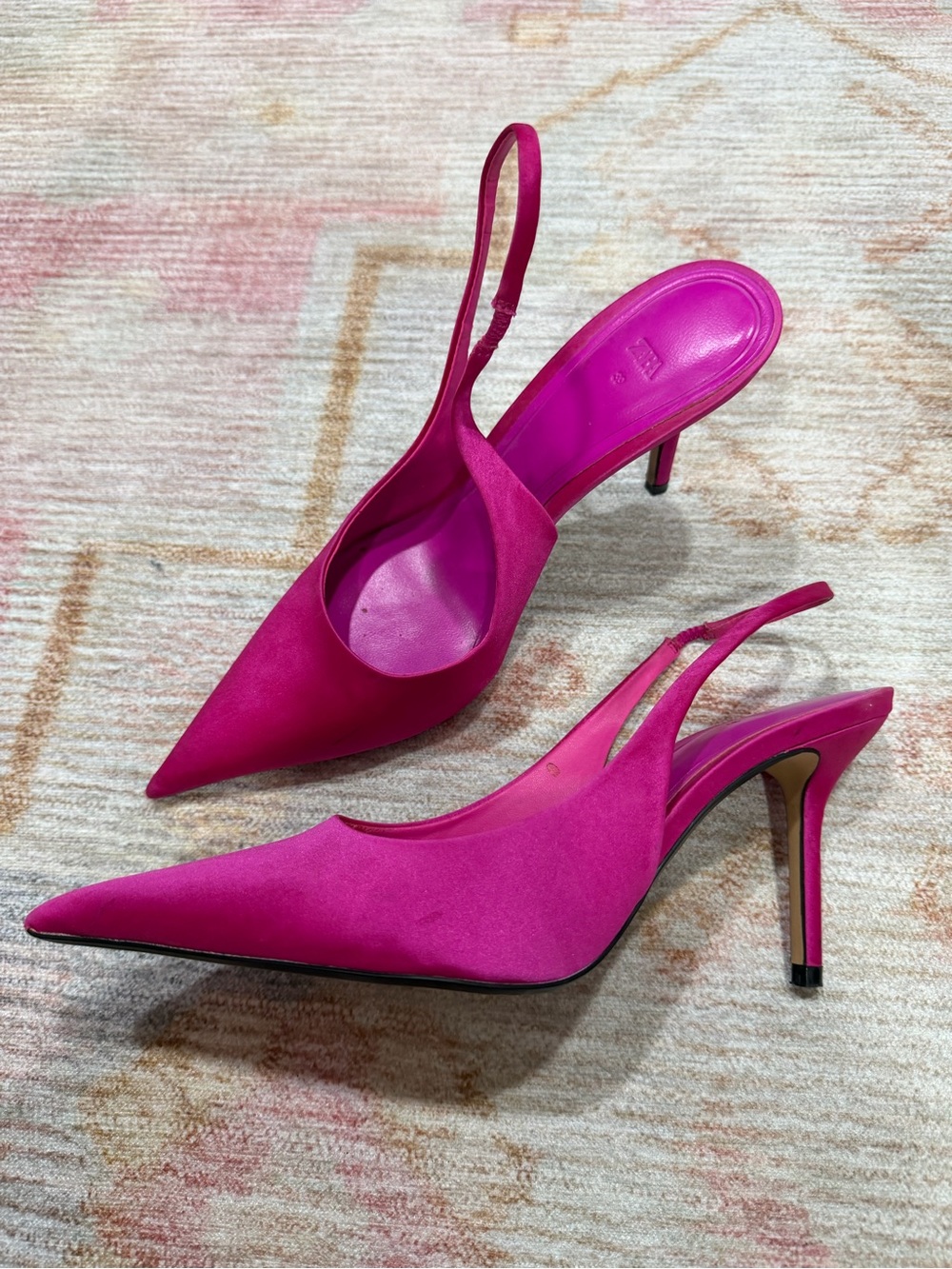 Zara Fuchsia Pointed Slingback Stiletto Heels